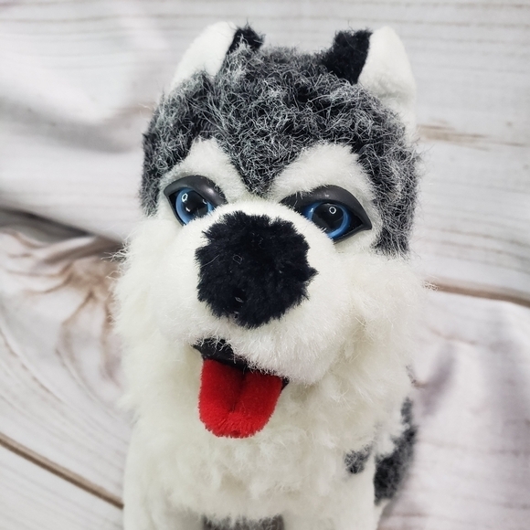 Shalom Toy Co Wolf Husky Dog 8" Plush Stuffed Animal Toy Scruffy Blue Eyes - Picture 2 of 9